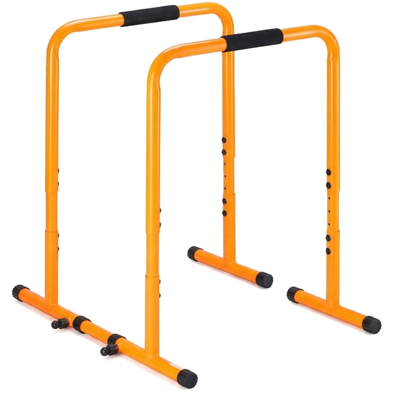 CONCETTA Functional Heavy Duty Dip Stands, Adjustable Height for Push Up Stand, Bench press, Non-Slip Feet, 400lbs Capacity, Yellow