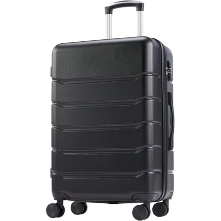 CONCETTA Hardside Expandable Luggage with Spinner Wheels, TSA Lock,Black, 24 inch