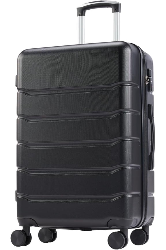 Hardside Expandable Luggage with Spinner Wheels, TSA Lock,Black, 24 inch