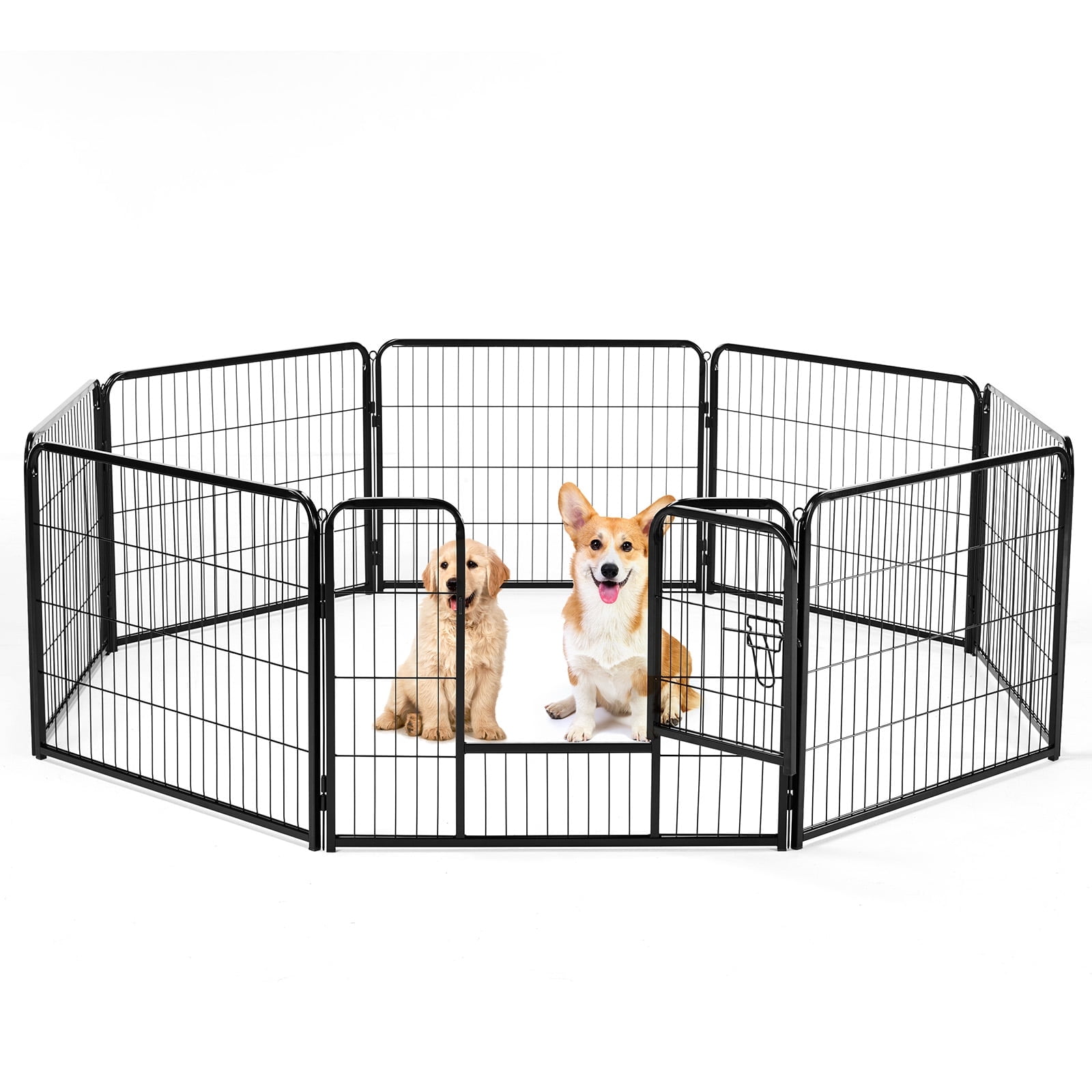 CONCETTA Heavy Duty Dog Playpen Indoor, 24 inch 8 Panel Foldable Puppy Exercise Fence with Door