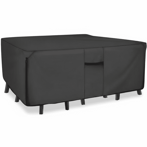 CONCETTA Rectangular Patio Furniture Cover, 600D Waterproof Outdoor Dining Table & Chair Cover, Heavy Duty, Black