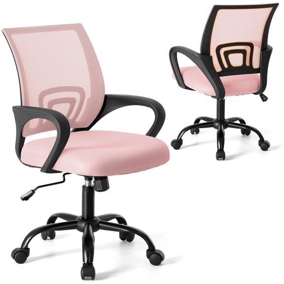 CONCETTA Home Office Computer Chair, With Lumbar Support, Adjustable Height, Fixed Armrests, Suitable For Meeting Rooms, 360°Rotation, For Adults, Pink