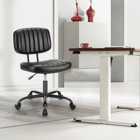 CONCETTA Indoor Small Desk Chair Low Back Height Adjustment Vanity Office Chair, Black