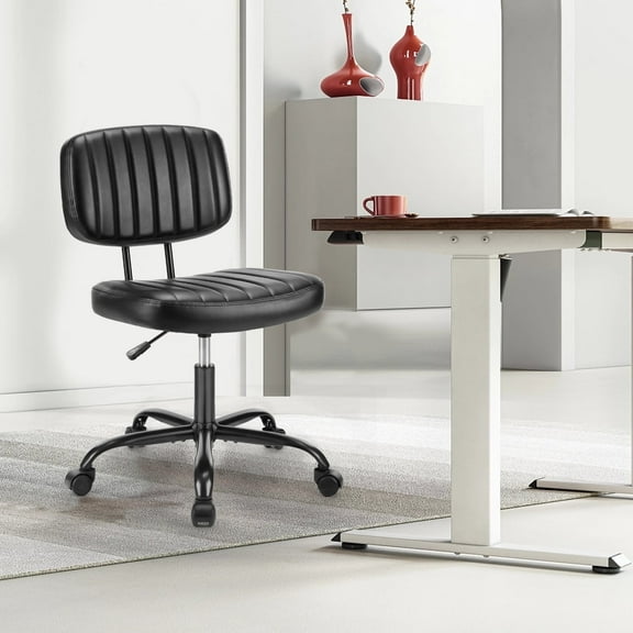 CONCETTA Indoor Small Desk Chair Low Back Height Adjustment Vanity Office Chair, Black