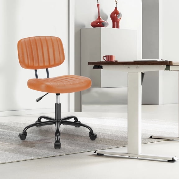 CONCETTA Indoor Small Desk Chair Low Back Height Adjustment Vanity Office Chair, Brown