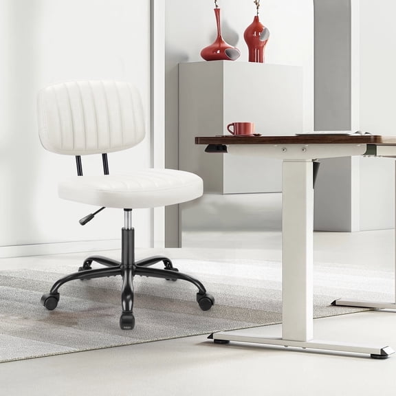 CONCETTA Indoor Small Desk Chair Low Back Height Adjustment Vanity Office Chair, White