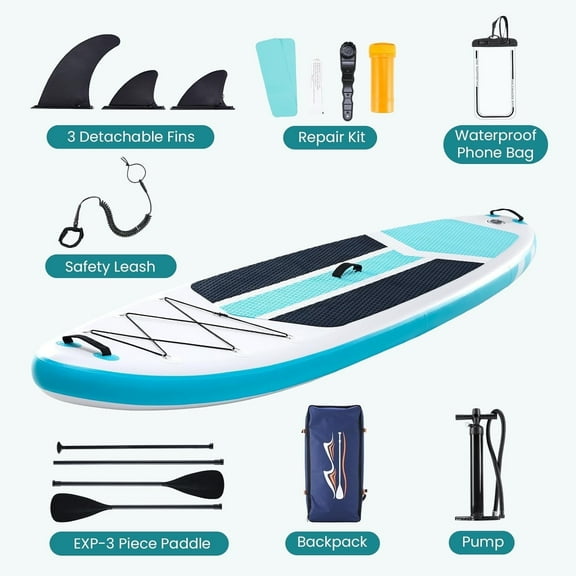 CONCETTA Inflatable Paddle Board,Equipped With SUP Paddle Board Accessories, The Non-slip EVA Deck Design Restarts The Surfboard,Surfboard for Youth&Adults of All Skill Levels,Gray Blue