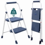 CONCETTA 2 Step Ladders, Foldable Step Ladder with Safety Lock, Anti-Slip Pedal, 330lbs Capacity, Blue