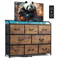 thumbnail image 1 of CONCETTA Led Dresser for Bedroom, TV Stand for Bedroom with Lights and Power Outlet, 8 Fabric Drawers Storage Organizer for Living Room, Rustic Brown, 1 of 9
