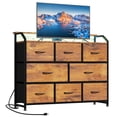 thumbnail image 1 of CONCETTA LED TV Stand Dresser, Fits TVs up to 45 Inches, LED Lights & Power Outlet, 8 Fabric Drawers Storage for Bedroom Living Room, Rustic Brown, 1 of 9