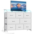 thumbnail image 1 of CONCETTA LED TV Stand Dresser, Fits TVs up to 45 Inches, LED Lights & Power Outlet, 8 Fabric Drawers Storage for Bedroom Living Room, White, 1 of 9