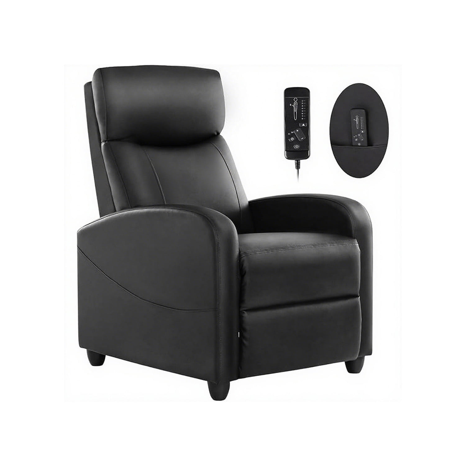 CONCETTA Massage Recliner Sofa Chair, 160° Reclining, Vibration Massage, 275lb Capacity, Black