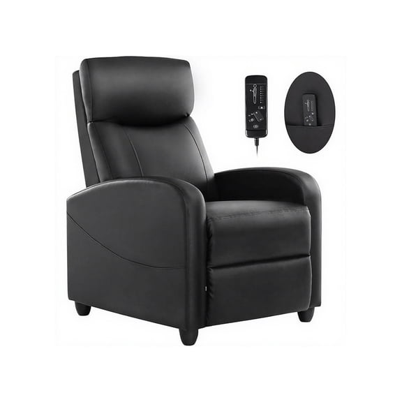 CONCETTA Massage Recliner Sofa Chair, 160 Reclining, Vibration Massage, 275lb Capacity, Black