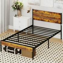 CONCETTA Twin Metal Platform Bed, No Box Spring, 700lbs Support, Wooden Slats, Headboard & Footboard