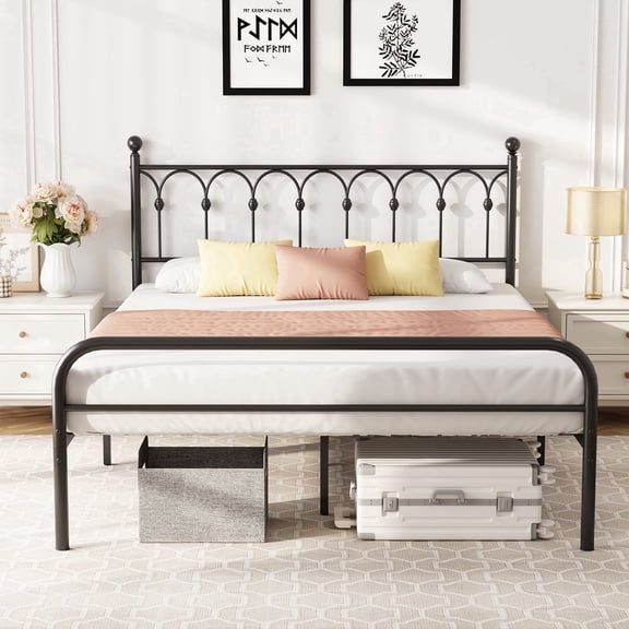 CONCETTA Metal Platform Bed Frame with Rounded Base & Protective Footpads, Underbed Storage, No Box Spring Needed for Bedroom, Full Size