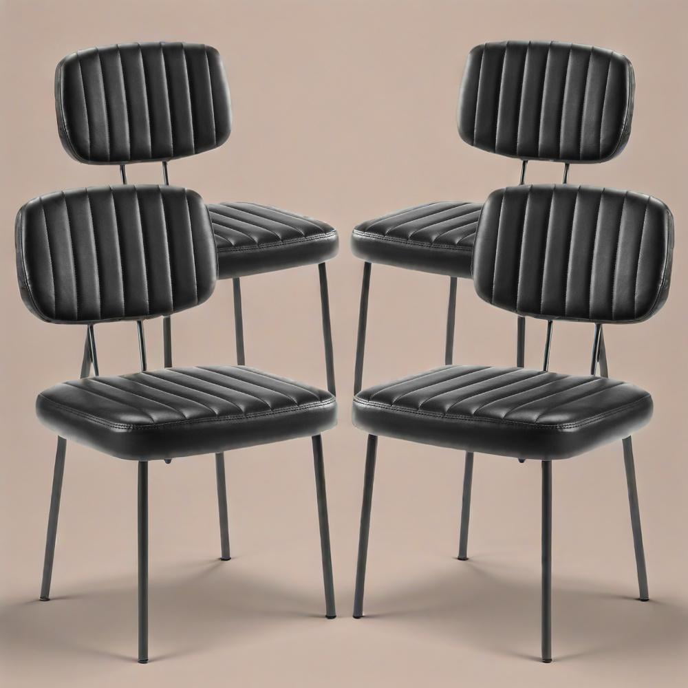 CONCETTA Mid-century Modern Dining Chairs, Kitchen Chairs Set of 4, Black