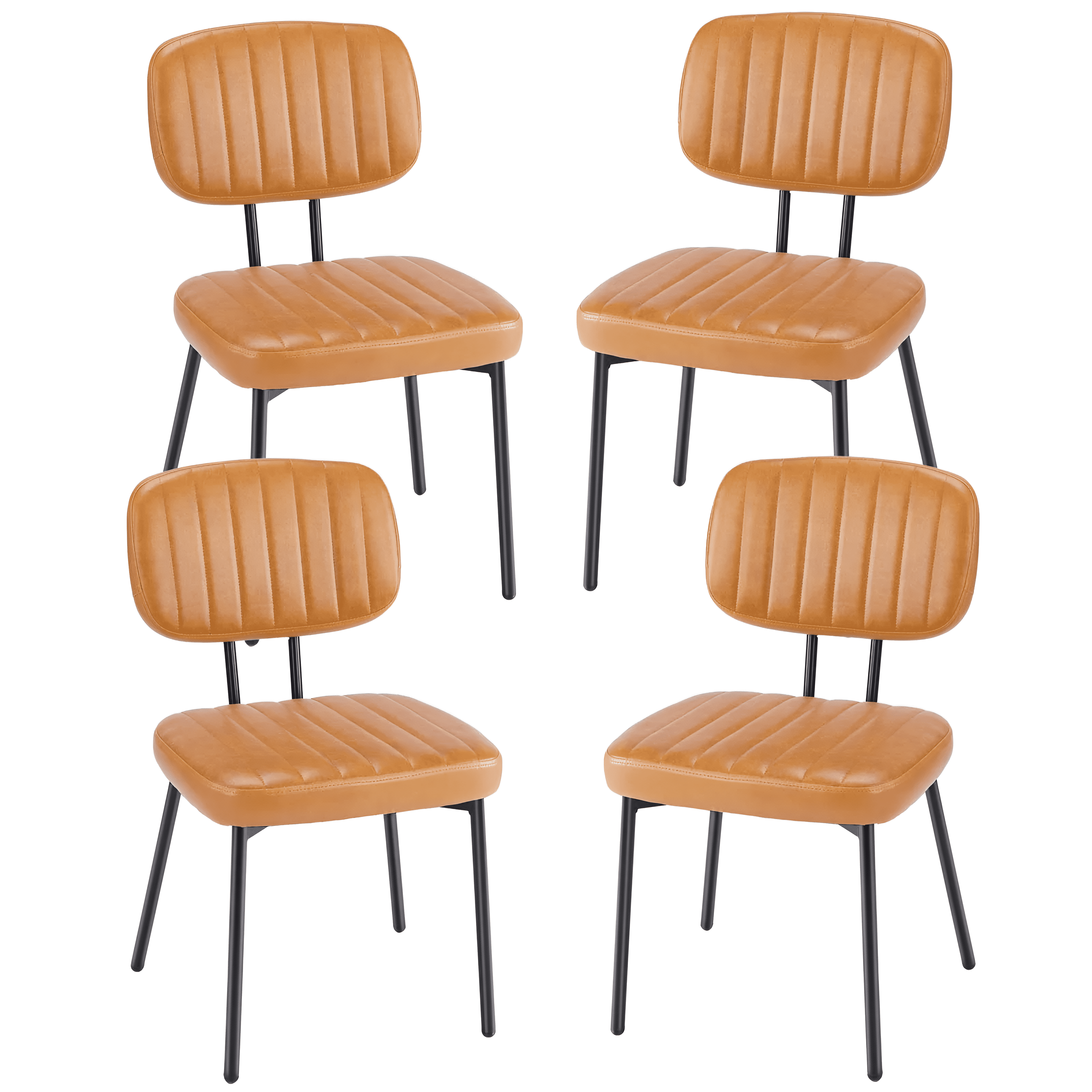 CONCETTA Mid-century Modern Dining Chairs, Kitchen Chairs Set of 4, Brown
