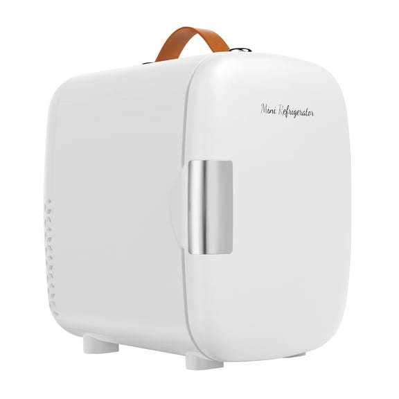 CONCETTA Mini Refrigerator 4L/7 Can, Compact Small Fridge, Cosmetics Cooler for RV Use, Skincare, Food, Drinks, White