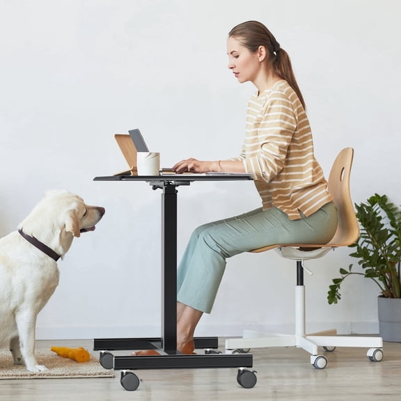 CONCETTA Portable Mobile Laptop Standing Desk with Lockable Wheels, Adjustable Height for Easy Mobility, Rust