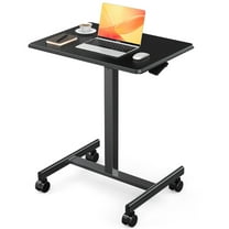 CONCETTA Mobile Small Stading Desk, Portable Rolling Laptop PC Table with Lockable Wheels, Adjustable Height, 19 Inch, Black
