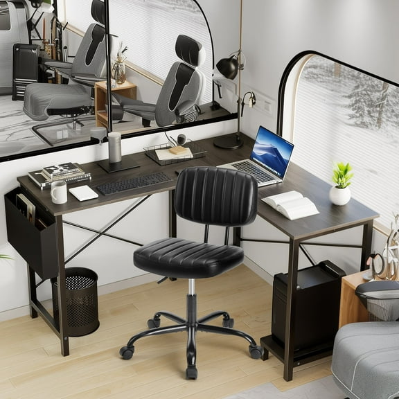 CONCETTA Modern L-Shaped Computer Desk, Sleek Design with Spacious Workspace, Gray
