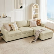 CONCETTA Modular Sectional Sofa, 4 Seat Convertible Oversized U Shaped Sofa Couch with Storage Ottomans, Beige