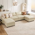 thumbnail image 1 of edx Modular Sectional Sofa, 6 Seat Convertible Oversized U Shaped Sofa Couch with Storage Ottomans, Beige, 1 of 6