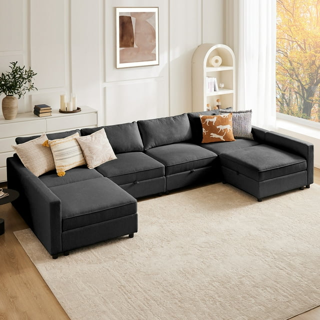 CONCETTA Comfy 6Seat Modular Sectional Sofa, Convertible U Shaped