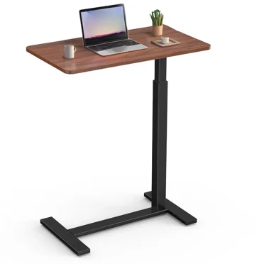 CONCETTA Overbed Table with Wheels, Mobile Standing Desk for Hospital and Home Use, Brown