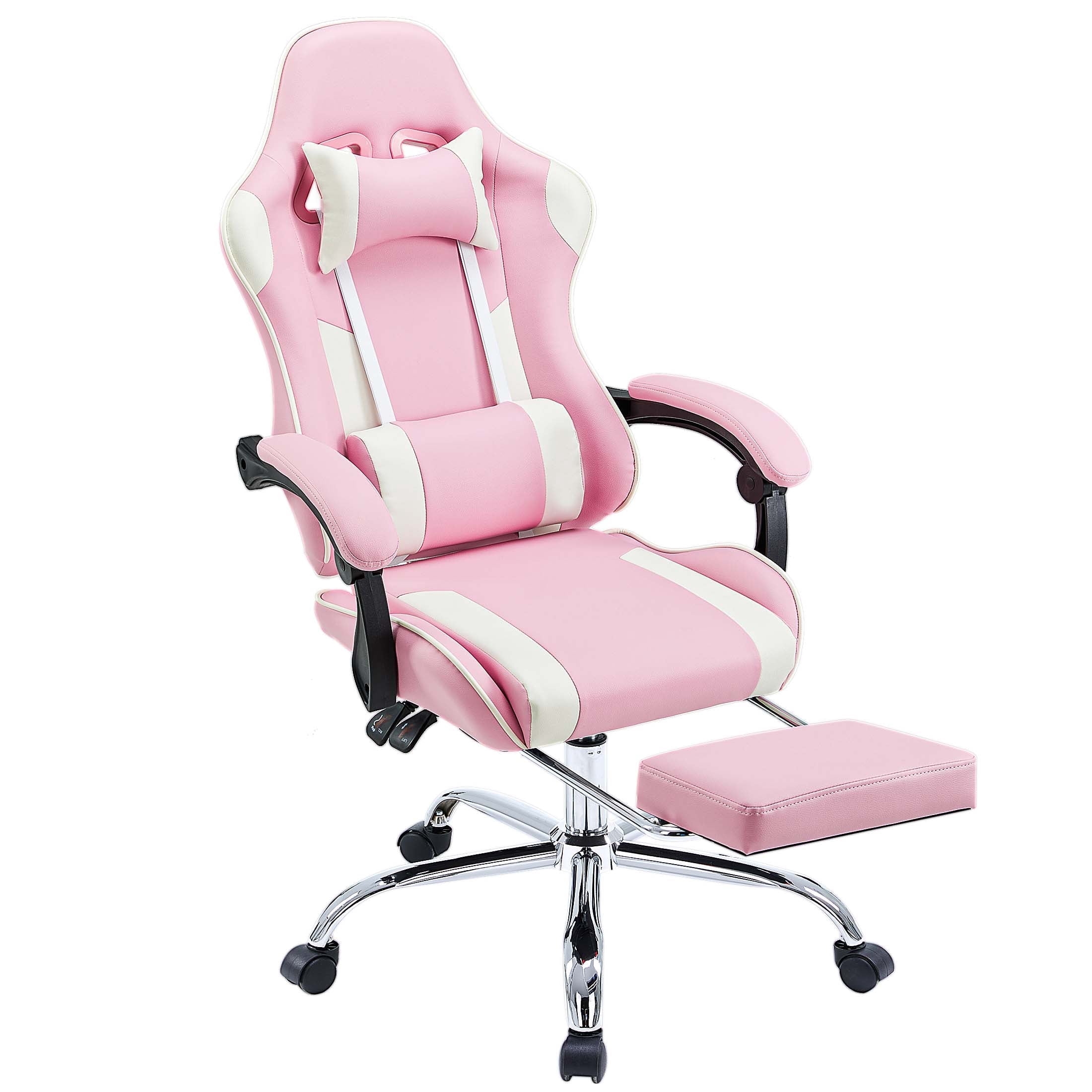 CONCETTA Gaming Chair, Adult, Two-Tone Color Blocking, Ergonomic PVC with Footrest, Lumbar Support, Headrest