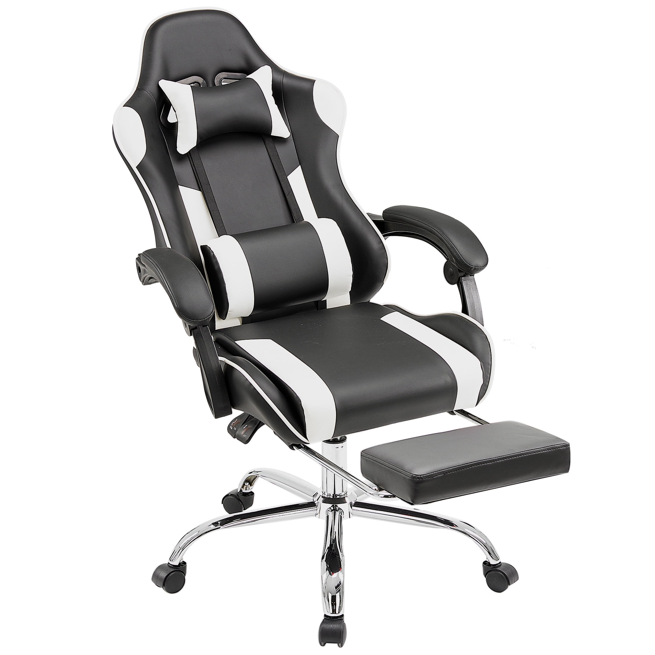 CONCETTA Gaming Chair, Ergonomic PU Leather, with Footrest, Lumbar Support, Headrest, for Adults, White