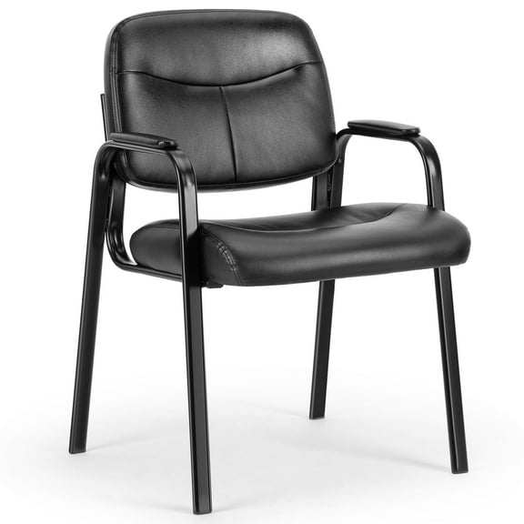 CONCETTA PU Leather Waiting Room Reception Chair 1 Pack, Padded Arms for Home Office, Black