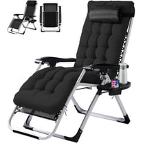 CONCETTA Padded Zero Gravity Chair, Lounge Chair with Removable Cushion and Trays,Folding deck chair patio chair, Lawn Lounger, Black