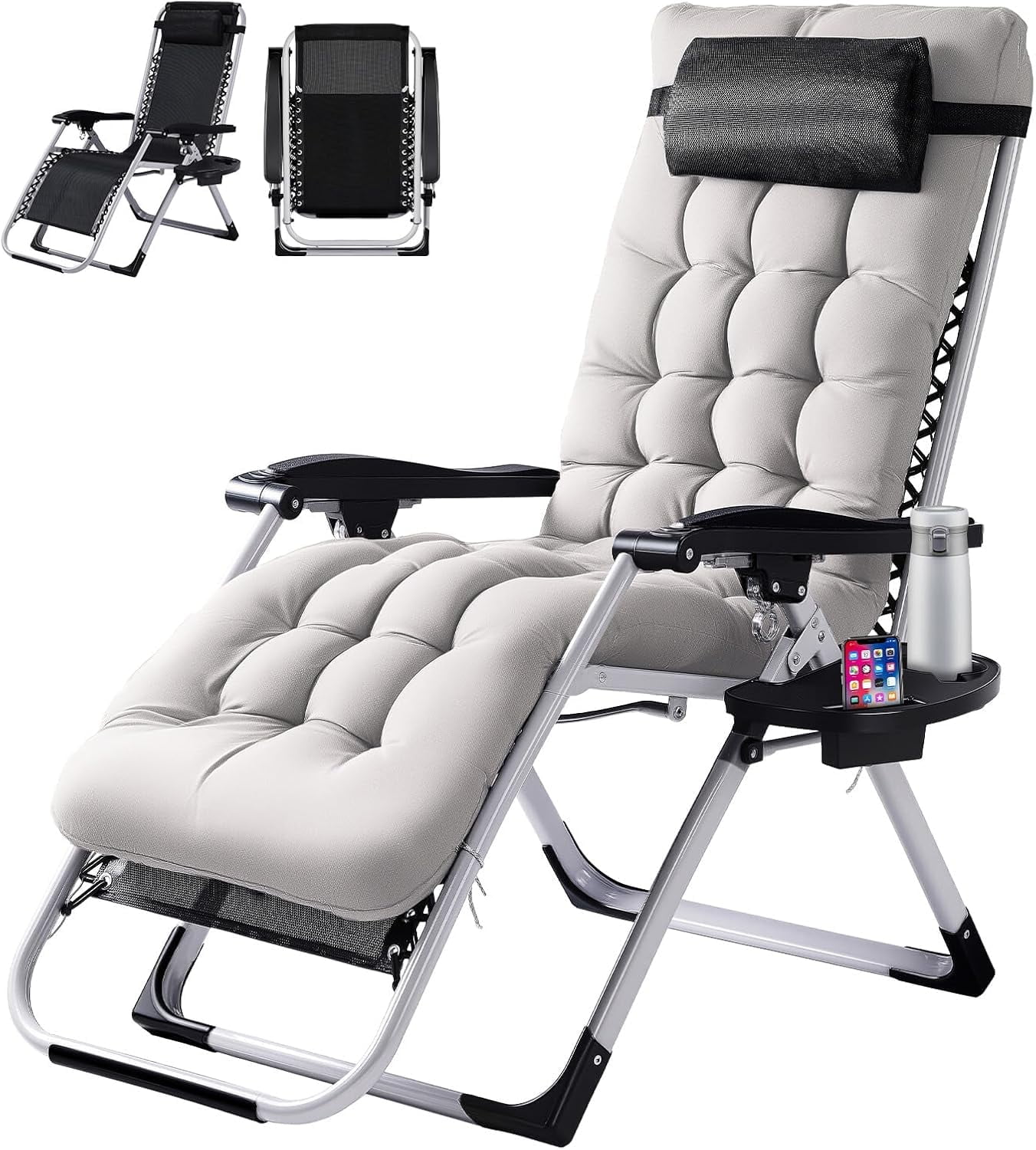 CONCETTA Padded Zero Gravity Chair, Lounge Chair with Removable Cushion ...