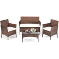 thumbnail image 1 of CONCETTA Patio Wicker Chair 4-Piece Set with Table Patio Furniture Living Room Set, Wicker Material, Brown, 1 of 6