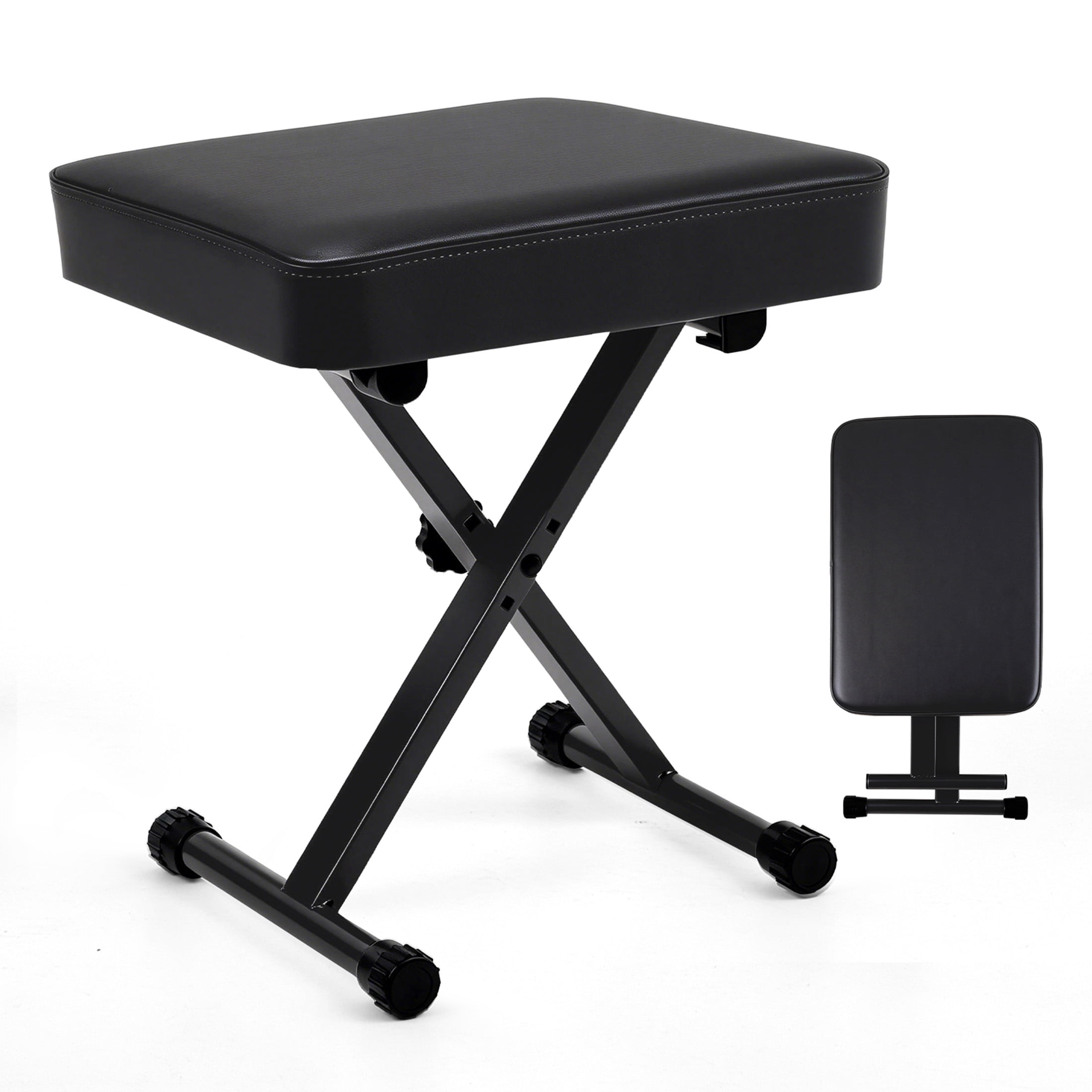 CONCETTA Portable Piano Bench Stool, Height Adjustable Keyboard Bench, Modern Bench for Living Room, Bedroom, Hallway, Black