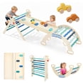 thumbnail image 1 of CONCETTA Pikler Triangle Set, 9-in-1 Foldable Montessori Toddler Climbing Toys Indoor with Arch, Ramp and Ladder, Jungle Gym, Blue, 1 of 7