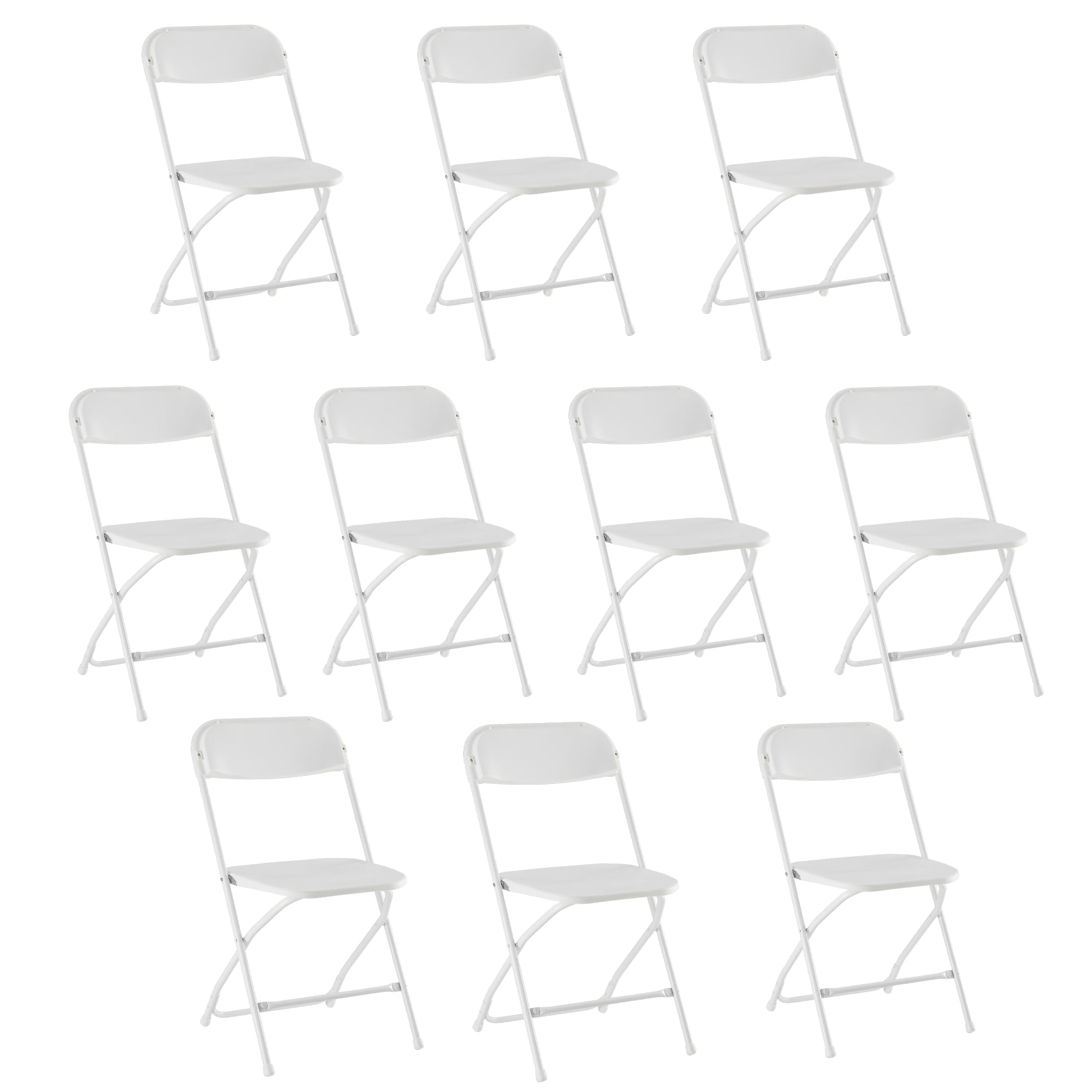 CONCETTA Plastic Folding Chair Set of 10, 330LB Load Capacity Lightweight for Indoor/Outdoor, White