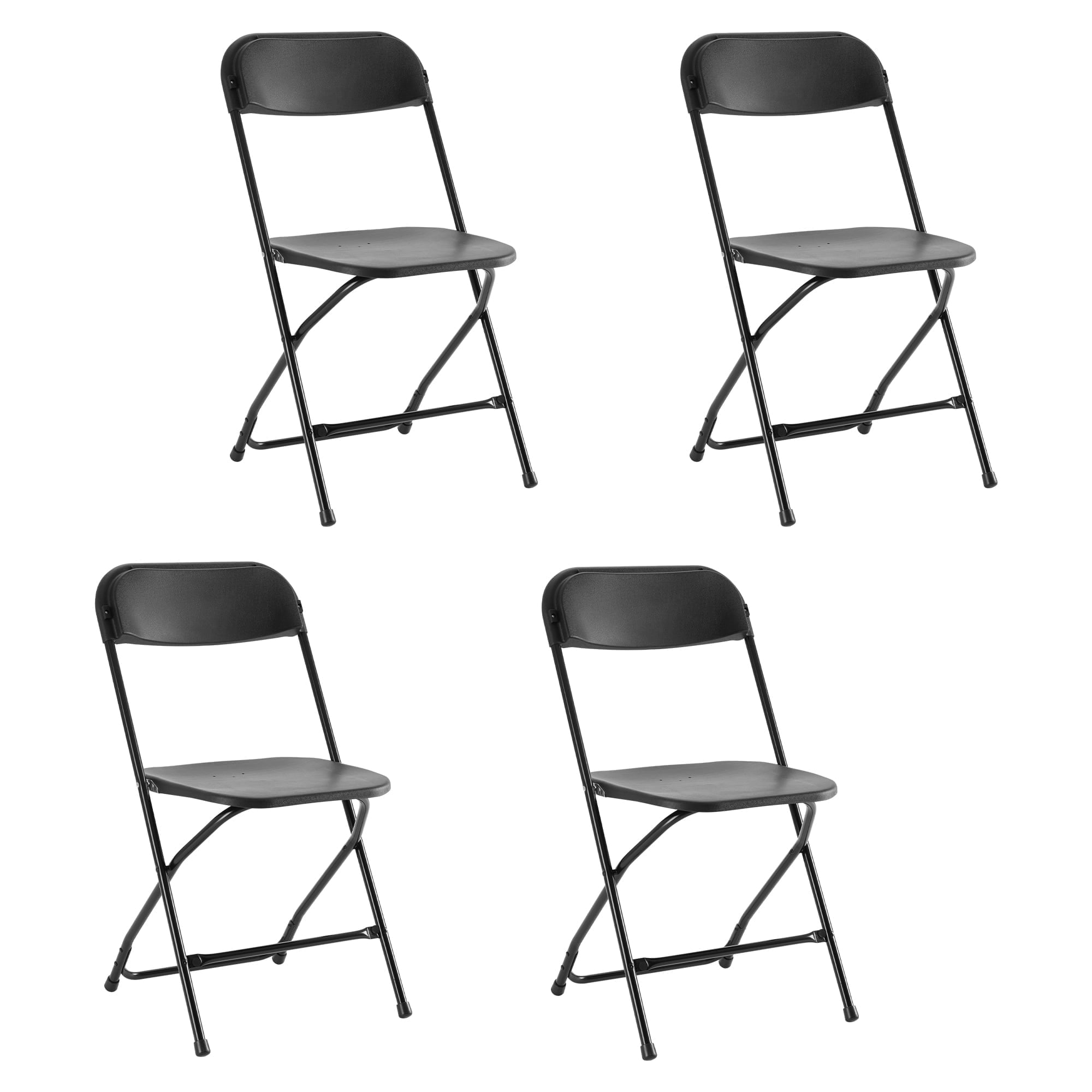 CONCETTA Plastic Folding Chair Set of 4, 330LB Capacity, Lightweight, Black, Indoor/Outdoor