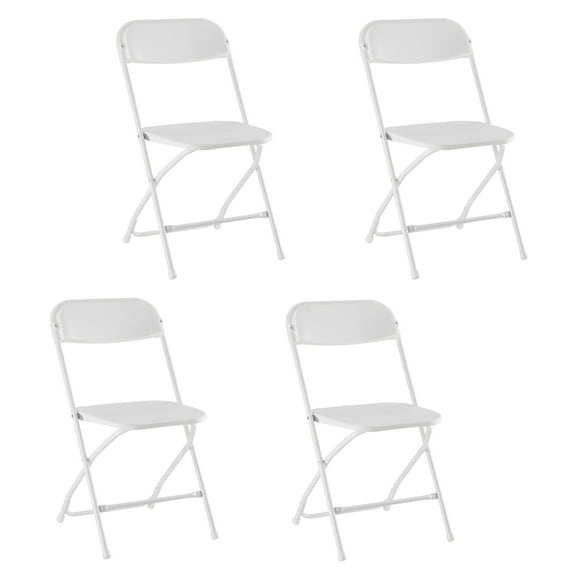 CONCETTA Plastic Folding Chair Set of 4, 330LB Load Capacity Lightweight for Indoor/Outdoor, White