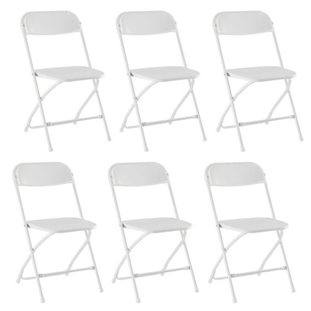 CONCETTA Plastic Folding Chair Set of 6, 330LB Load Capacity Lightweight for Indoor/Outdoor, White