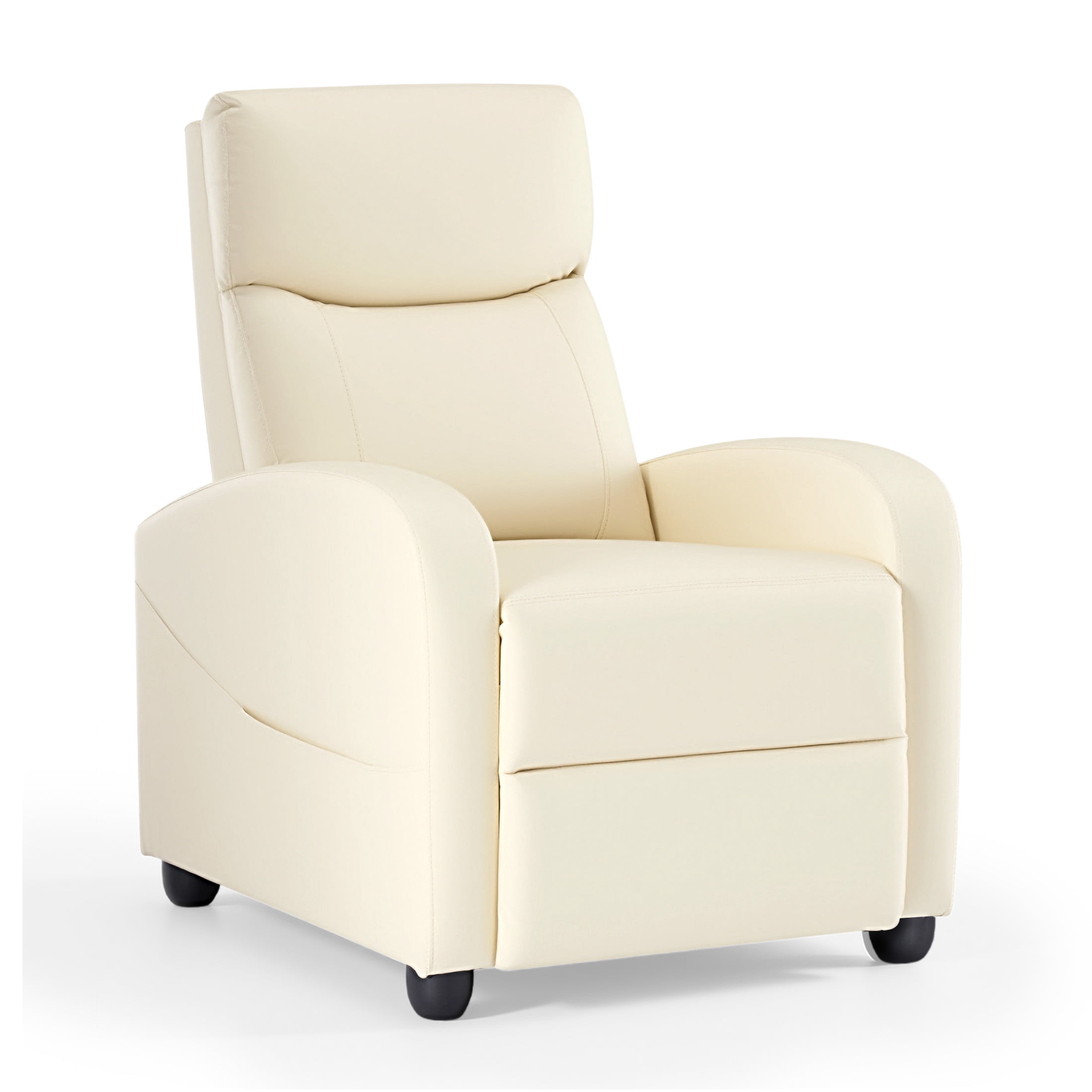 CONCETTA Recliner Chair for Living Room, PU Leather Home Theater Seat with Lumbar Support, Push Back Design, Overstuffed Cushion, No Massage, Beige