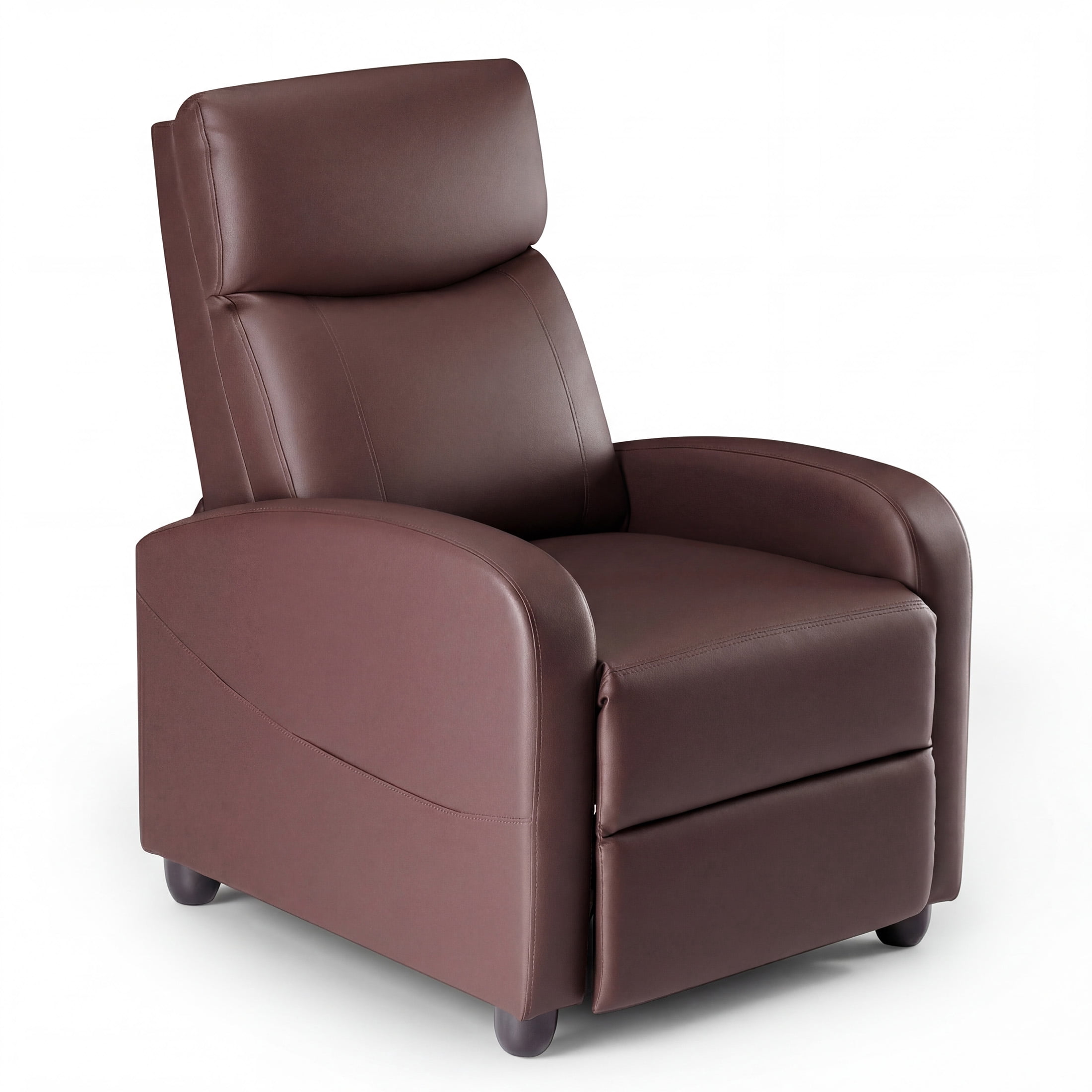 CONCETTA Recliner Chair for Living Room, PU Leather Home Theater Seat with Lumbar Support, Push Back Design, Overstuffed Cushion, No Massage, Brown