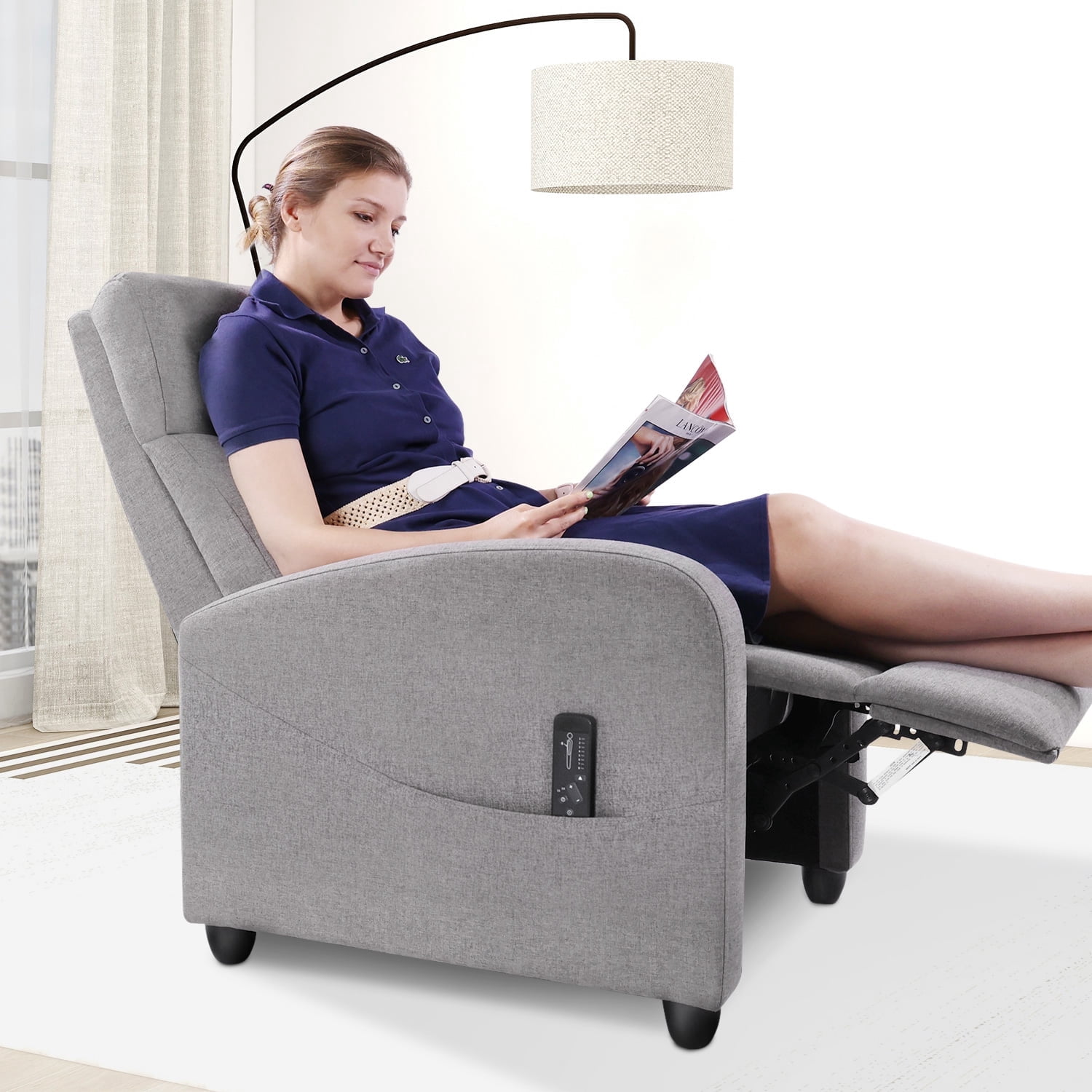 CONCETTA Massage Recliner Chair for Adults, Adjustable Home Theater Seating with Lumbar Support, Small Recliners for Small Spaces, Dark Grey