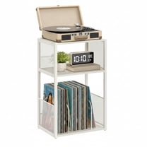 CONCETTA Record Player Stand, 3 Tier Turntable Table with Vinyl Storage for up to 100 Albums, End Side Table for Living Room Bedroom