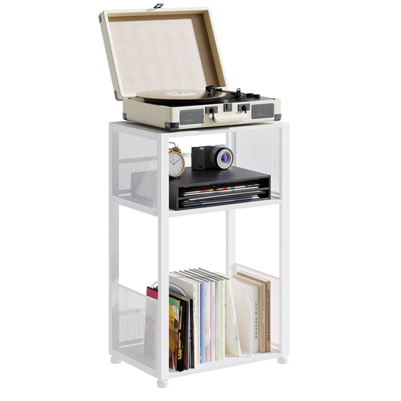 CONCETTA Record Player Stand, 3 Tier Turntable Table with Vinyl Storage for up to 100 Albums, End Side Table for Living Room Bedroom