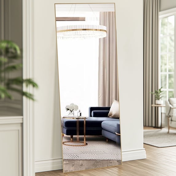 CONCETTA Rectangle Full Length Mirror 59"x16" Standing Mirror Floor Mirrors, Gold