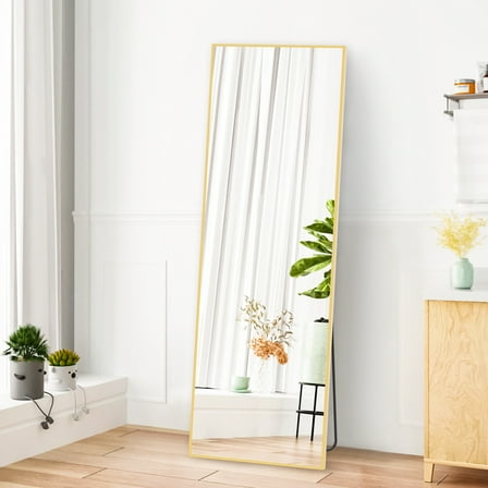 CONCETTA 59"x16" Rectangle Full Length Mirror, Full Body Standing Mirror Floor Mirrors, Gold