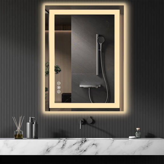 Concetta 24" x 36" Rectangle LED Bathroom Mirror, Wall-Mounted with Adjustable Lights & Anti-Fog Feature, 1 Count
