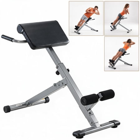 CONCETTA Roman Chair Workout Bench, Adjustable Back Extension Machine, Foldable Heavy Duty Frame for Glutes, Hamstrings & Core, Silver